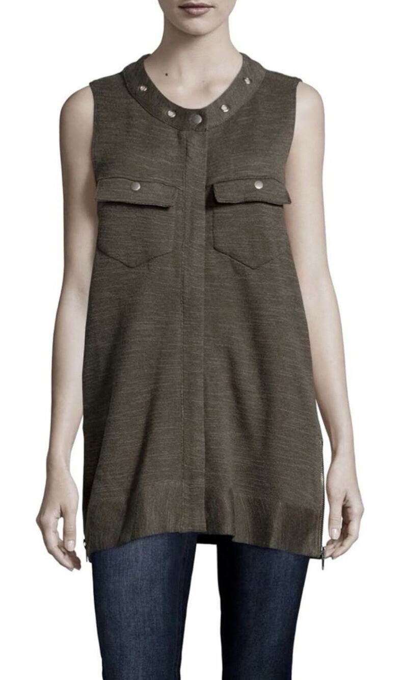 Free People Highway Zip Front Utility Vest Olive Green Size M